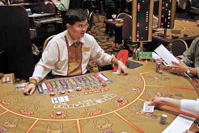 Baccarat played at a land based casino
